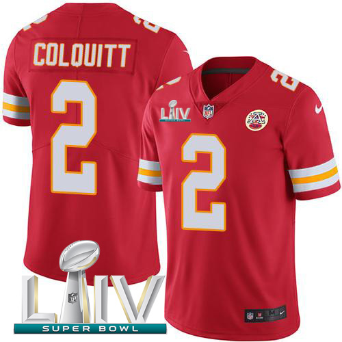 Kansas City Chiefs Nike 2 Dustin Colquitt Red Super Bowl LIV 2020 Team Color Youth Stitched NFL Vapor Untouchable Limited Jersey